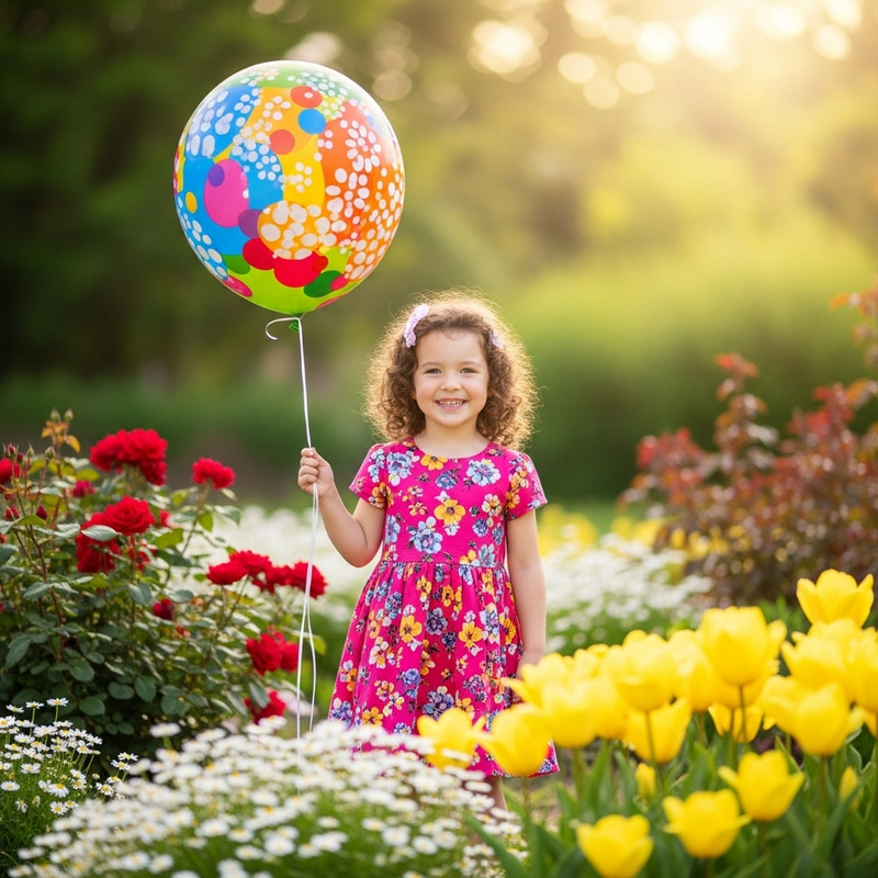 Charming Girl with Colorful Balloon