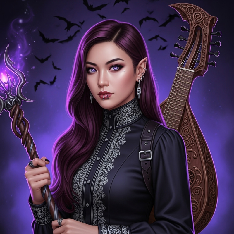 Vampire Hot Bard Warlock Rocker Girl - Enchanted Style Vampire Hot Bard Warlock Rocker Girl - Enchanted Style