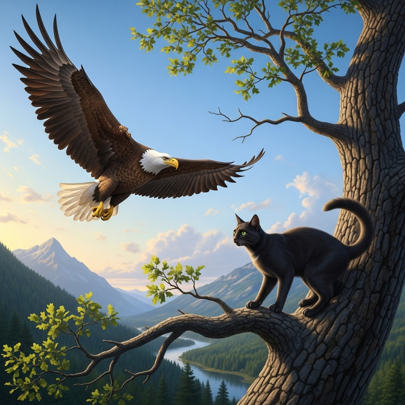 Cat and Eagle: Nature's Unique Pairing Cat and Eagle: Nature's Unique Pairing
