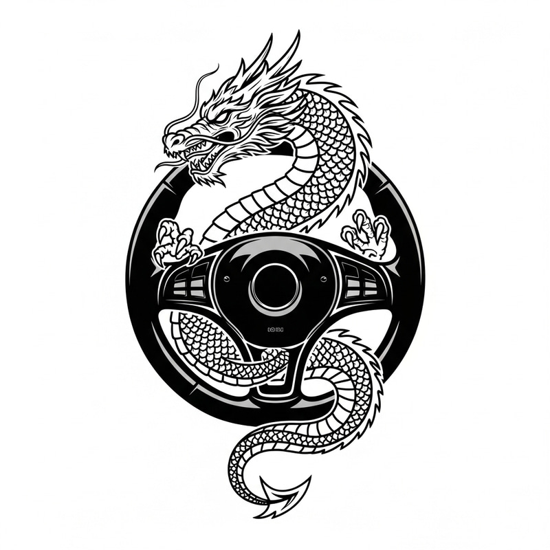 Dragon Meets Steering Wheel: Power & Control Blend Dragon Meets Steering Wheel: Power & Control Blend