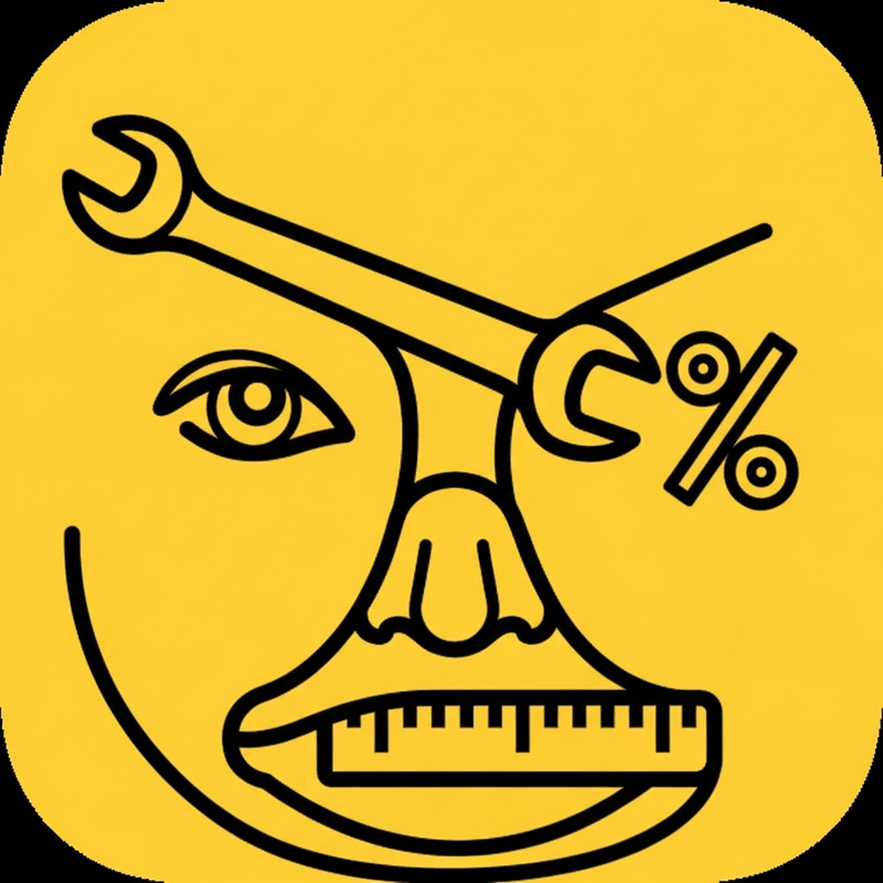 Toolduck Icon: Yellow Abstract Face with Tool Elements