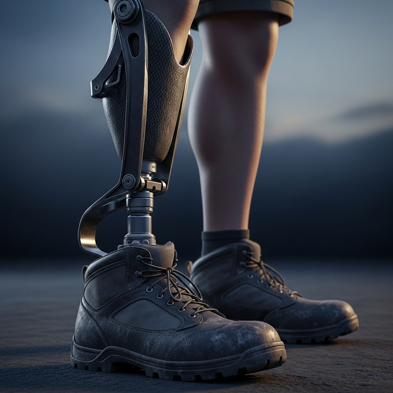 Military Prosthetic Leg in Darkened Design for Rough Terrain Military Prosthetic Leg in Darkened Design for Rough Terrain