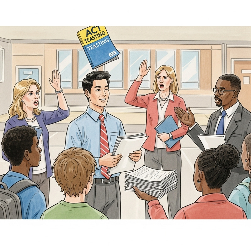 School Counselor Facing Students & Parents Amid Test Scenario School Counselor Facing Students & Parents Amid Test Scenario