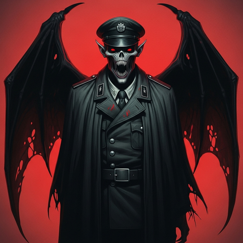 Malevolent WWII Demon: Eerie Vintage Military Portrait