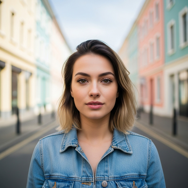 Natural Beauty: Dark Blond Woman in Street Style Photo, Canon EOS R6 Mark II Natural Beauty: Dark Blond Woman in Street Style Photo, Canon EOS R6 Mark II