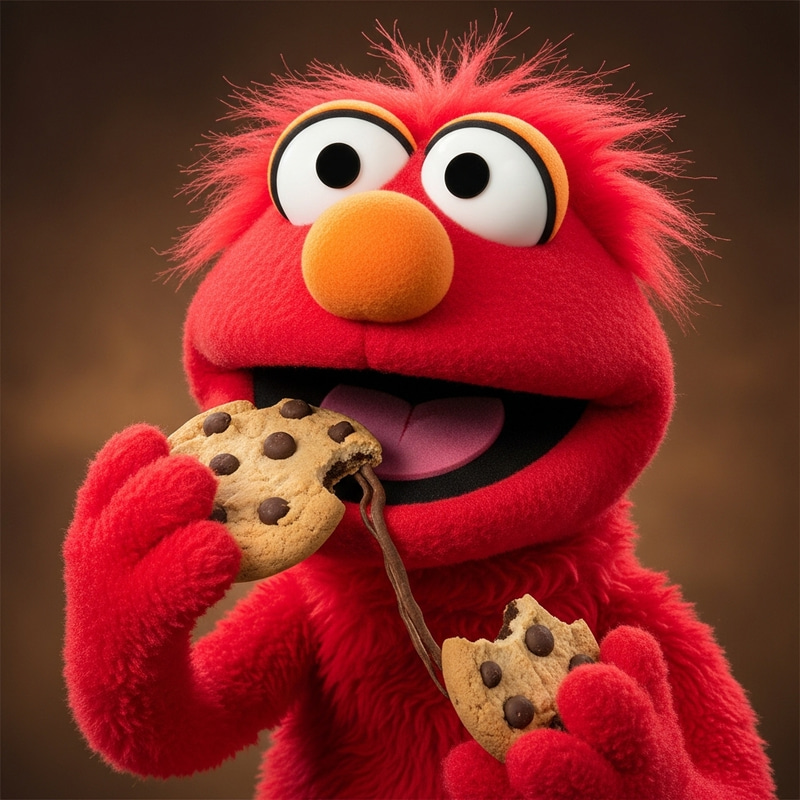 Adorable Elmo Enjoying Delicious Cookies Adorable Elmo Enjoying Delicious Cookies