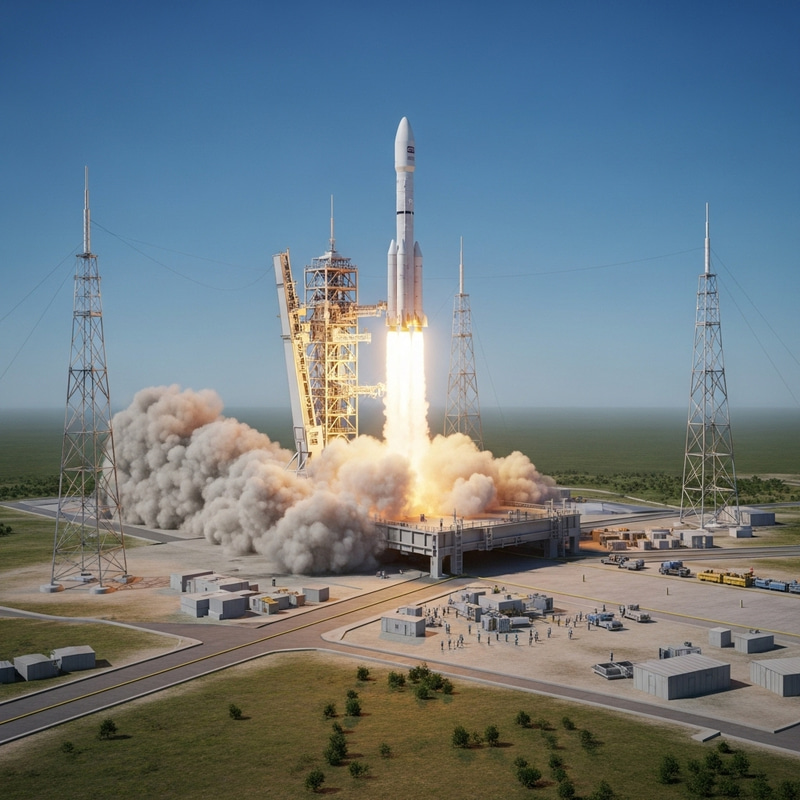 3D Rocket Blasting Off - Erupting Ground Scene 3D Rocket Blasting Off - Erupting Ground Scene