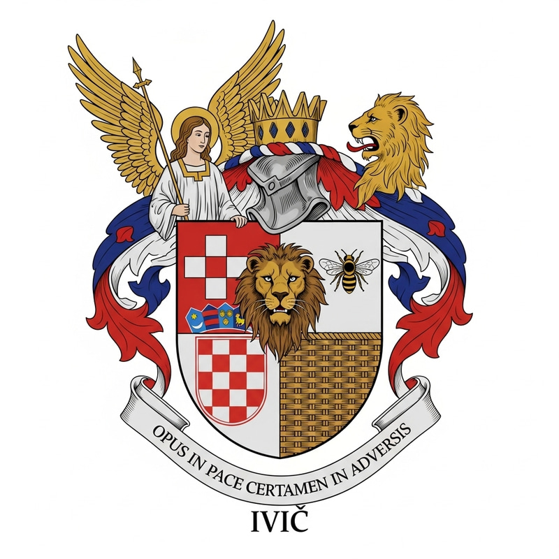 Historical Coat of Arms: Archangel Michael, Croatian Heritage, Lion, Bee Historical Coat of Arms: Archangel Michael, Croatian Heritage, Lion, Bee