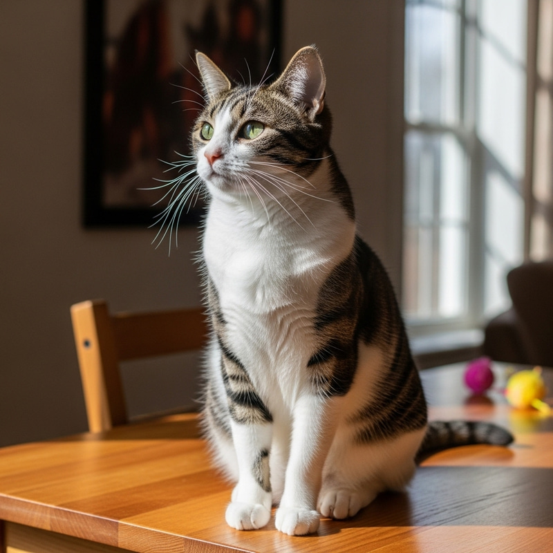 Adorable Medium-Sized Housecat with Black and White Patches Adorable Medium-Sized Housecat with Black and White Patches