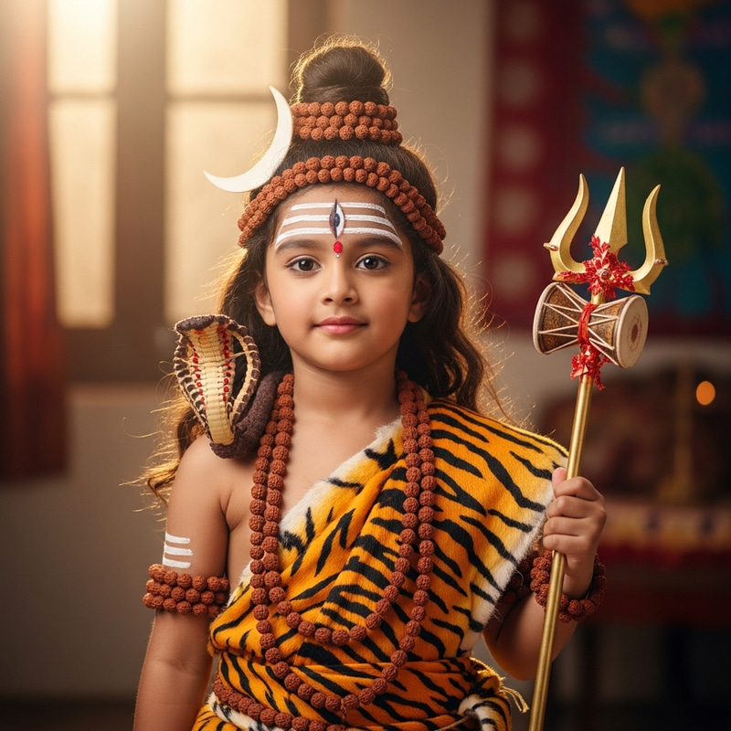 Indian Kid in Lord Shiva Custums | Traditional Hindu Attire Indian Kid in Lord Shiva Custums | Traditional Hindu Attire