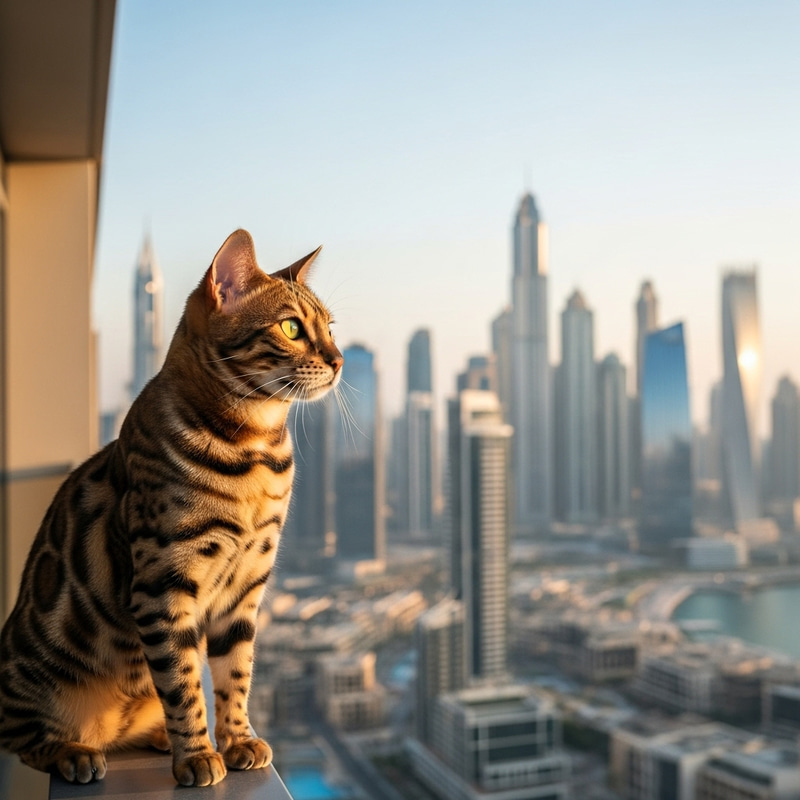 Majestic Bengal Cat in Dubai Skyline | Fine Art Photography Majestic Bengal Cat in Dubai Skyline | Fine Art Photography