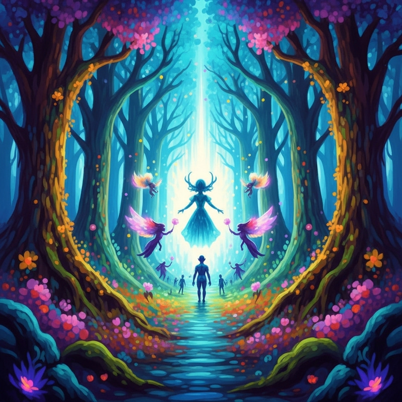 Mystical Forest Portal with Ethereal Beings | Forest of Magic Wonders Mystical Forest Portal with Ethereal Beings | Forest of Magic Wonders