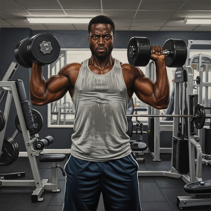 Athletic African Man Shoulder Workout Athletic African Man Shoulder Workout
