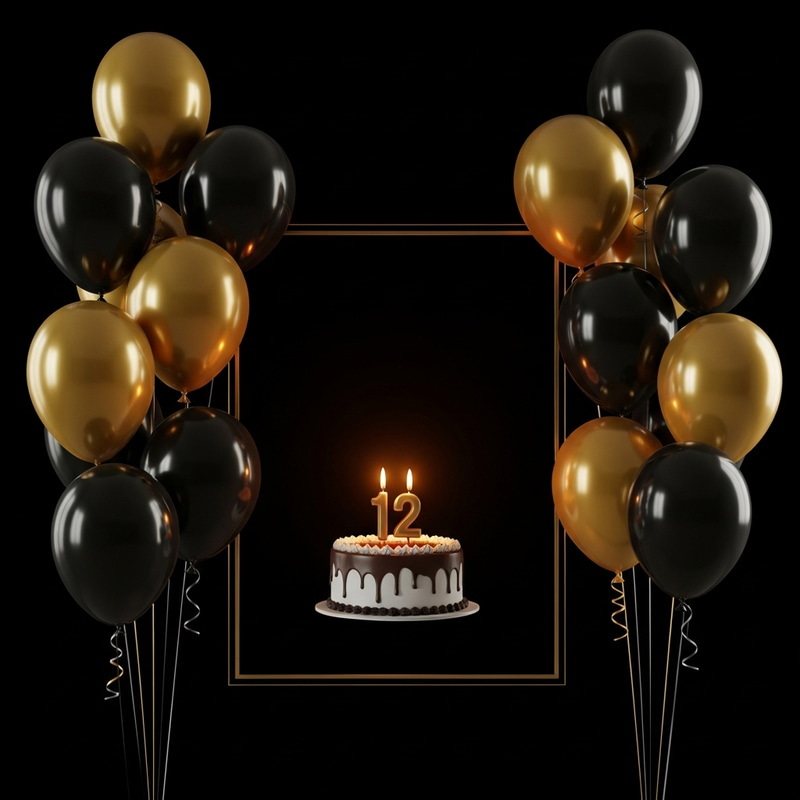 Golden Balloon and Cake Celebration