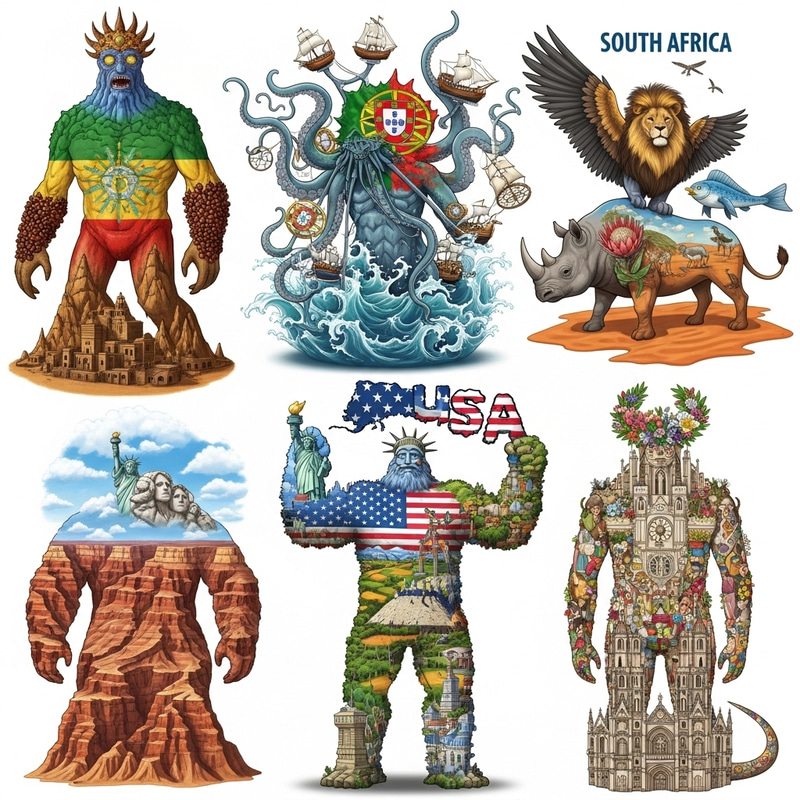 Monstrous Entities of Ethiopia, Portugal, South Africa, USA, and Europe Monstrous Entities of Ethiopia, Portugal, South Africa, USA, and Europe