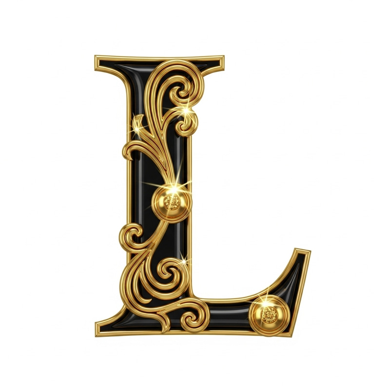 Luxury Gold and Black 'L' Artwork | Elegant Decorative Design