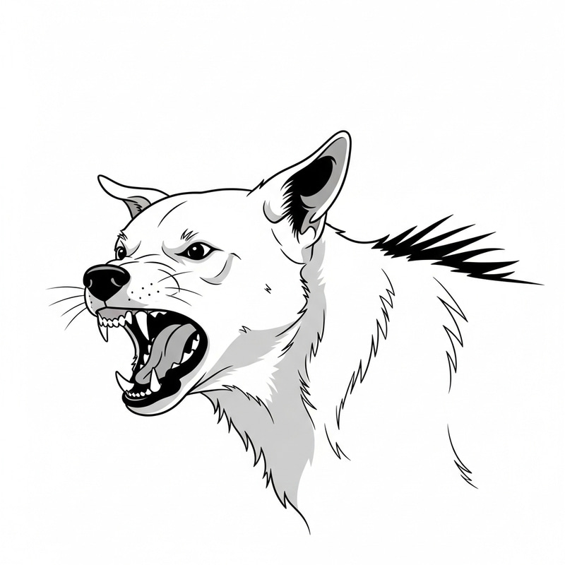 Minimalist Canine Aggression Illustration Minimalist Canine Aggression Illustration