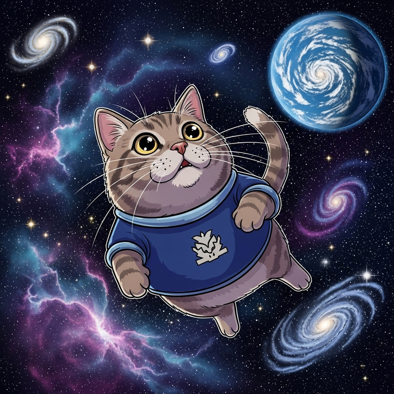 Cartoon Cat in Space: A Cosmic Adventure