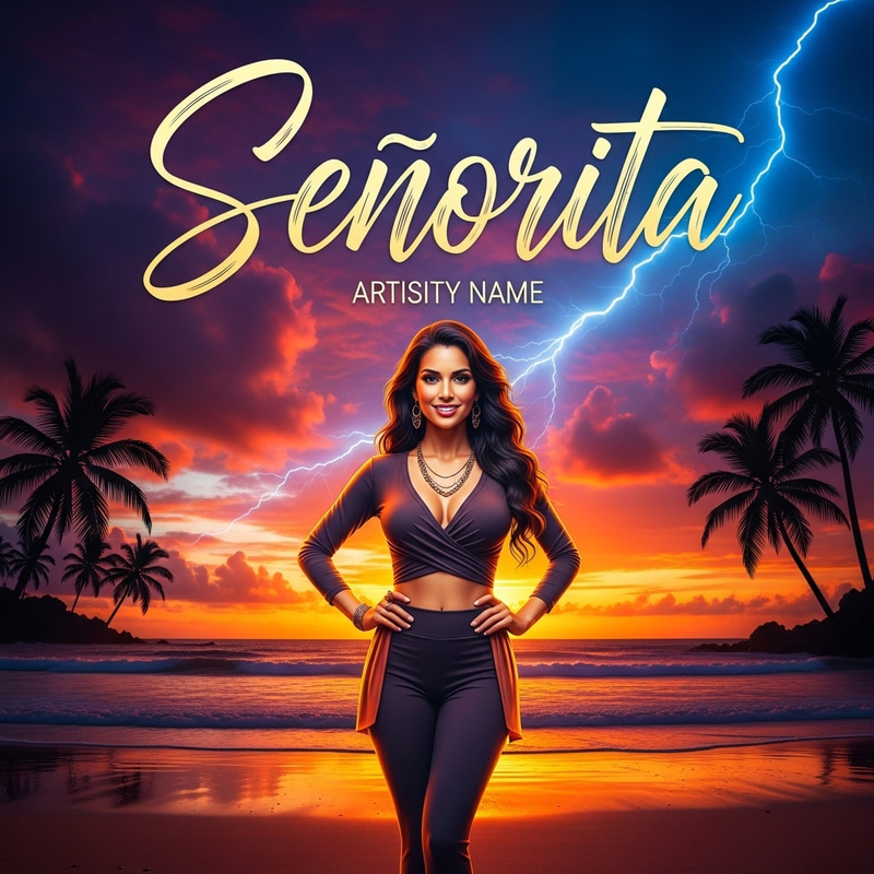 Señorita Album Cover - Vibrant Tropical Design Señorita Album Cover - Vibrant Tropical Design