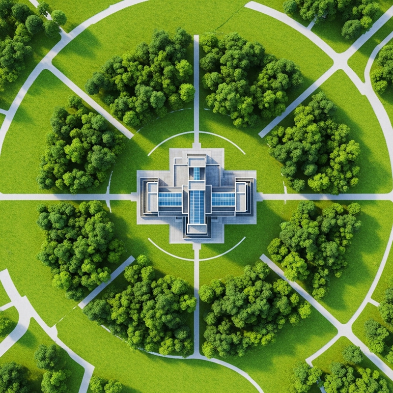 Eco-Friendly Low-Rise Building with Greenery in Constructivist Style Eco-Friendly Low-Rise Building with Greenery in Constructivist Style