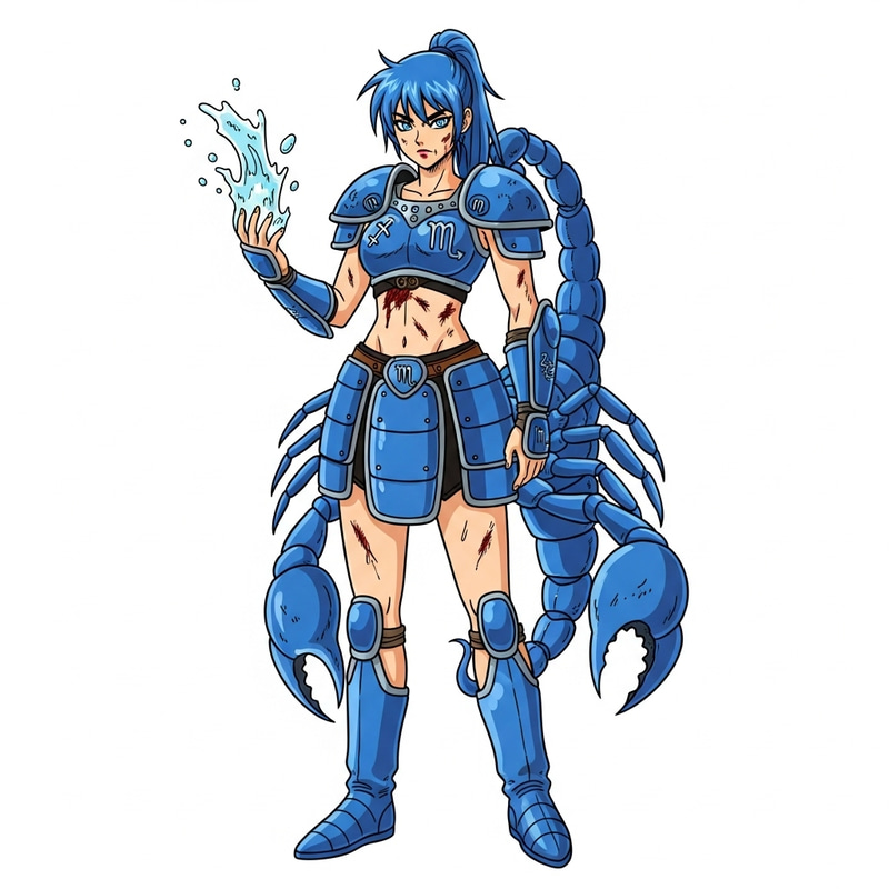 Zodiac Warrior: Scorpion Woman in Blue Armor Zodiac Warrior: Scorpion Woman in Blue Armor