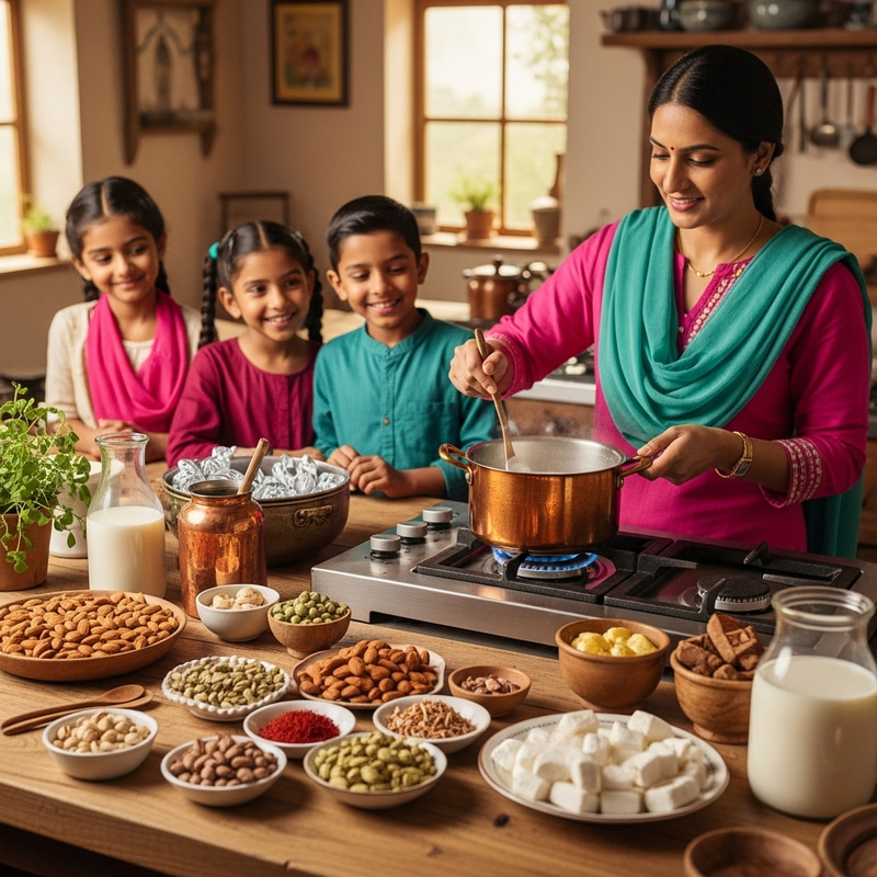 Aromatic Indian Kitchen with Almonds, Saffron, and Milk Aromatic Indian Kitchen with Almonds, Saffron, and Milk