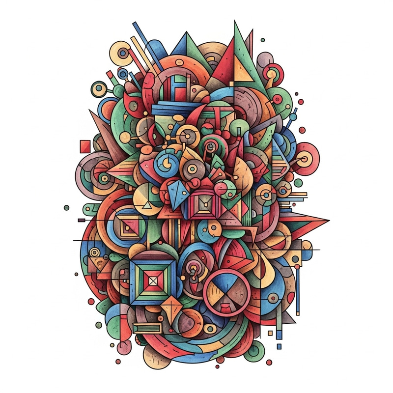 Vibrant Abstract Art with Geometric Shapes and Brush Strokes Vibrant Abstract Art with Geometric Shapes and Brush Strokes