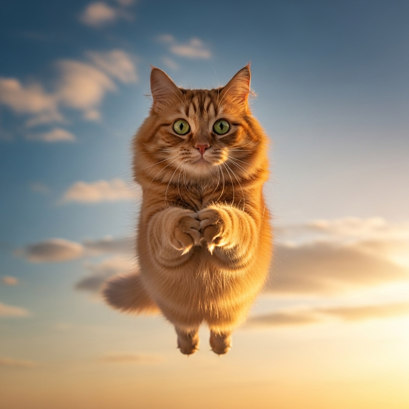 Flying Cat - Adorable Aerial Feline Companion