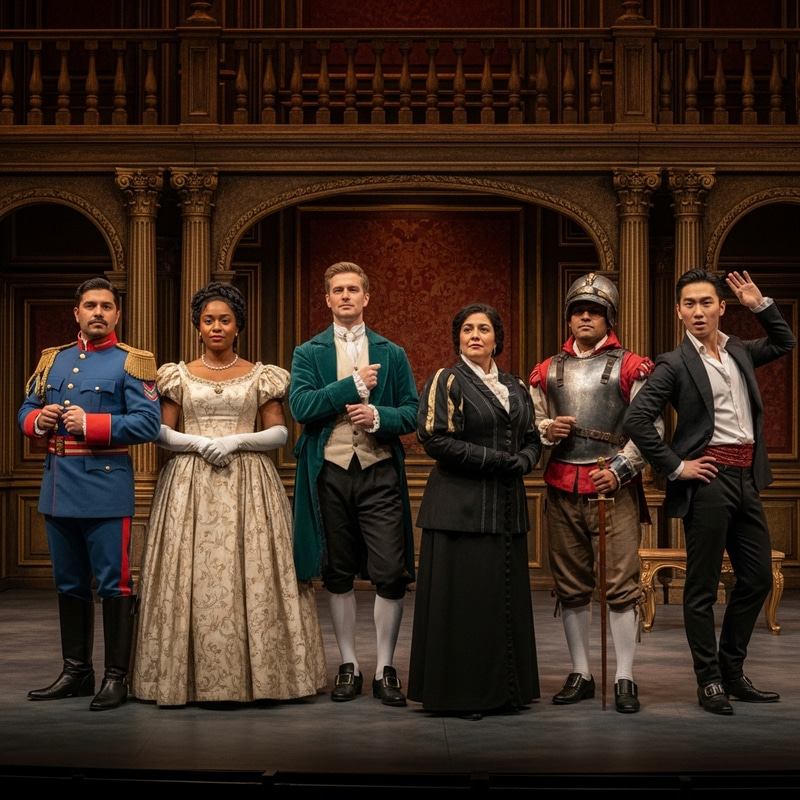 Diverse Renaissance Era Actors Onstage: Embodying Unique Characters Diverse Renaissance Era Actors Onstage: Embodying Unique Characters