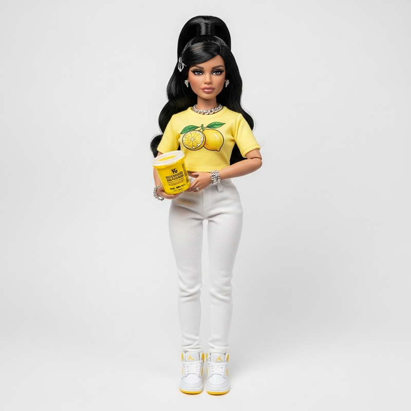 Ultra Realistic White Woman Bratz Doll with Black Ponytail & Yellow Shirt Ultra Realistic White Woman Bratz Doll with Black Ponytail & Yellow Shirt
