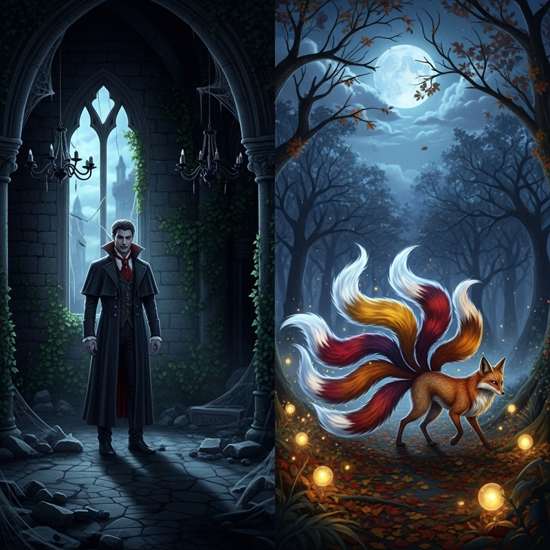 Dark Fantasy: Vampire vs. Nine-Tailed Fox Encounter Dark Fantasy: Vampire vs. Nine-Tailed Fox Encounter