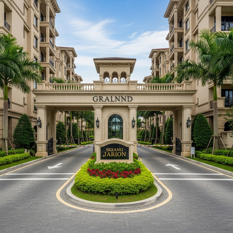 Upscale Residential Neighborhood - Extravagant Grand Entrance View