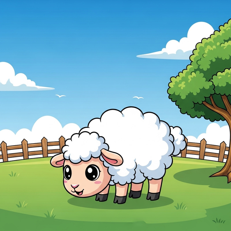 Cute Sheep Cartoon Share in Green Pasture | Adorable Illustration Cute Sheep Cartoon Share in Green Pasture | Adorable Illustration