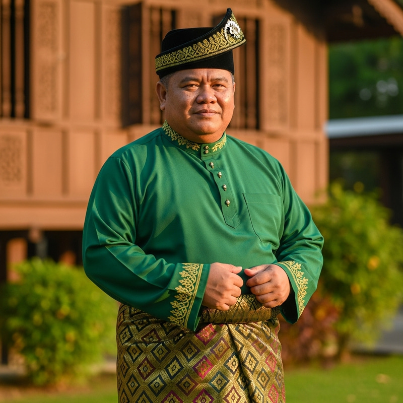 Malaysian Man in Traditional Attire | Age 55 | Plus-Size Fashion Malaysian Man in Traditional Attire | Age 55 | Plus-Size Fashion