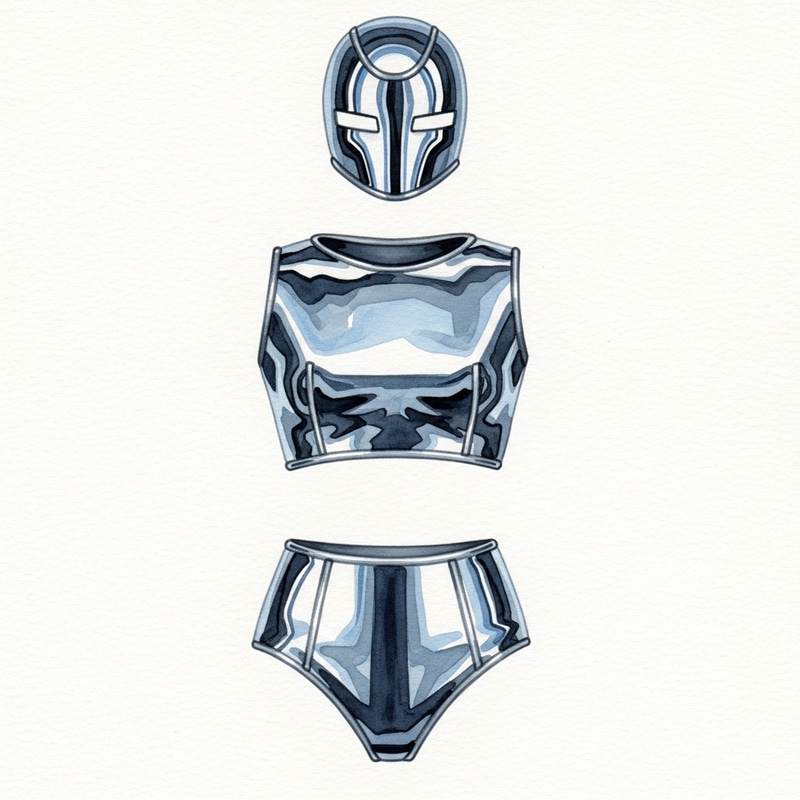 Technology-Inspired Metallic Foil Costume: Futuristic Design Technology-Inspired Metallic Foil Costume: Futuristic Design