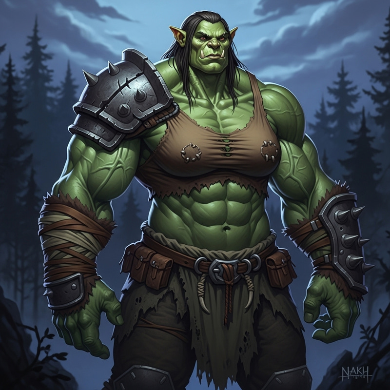 Muscular Female Ogre in Towering Strength