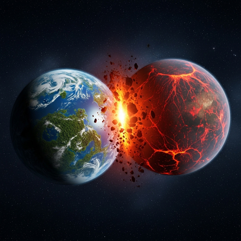 Cosmic Collision: Two Alien Planets Clash in Space Cosmic Collision: Two Alien Planets Clash in Space