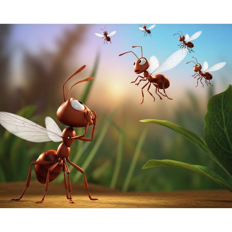 Enchanting Brave Little Ant Gazing at Flying Ants Enchanting Brave Little Ant Gazing at Flying Ants