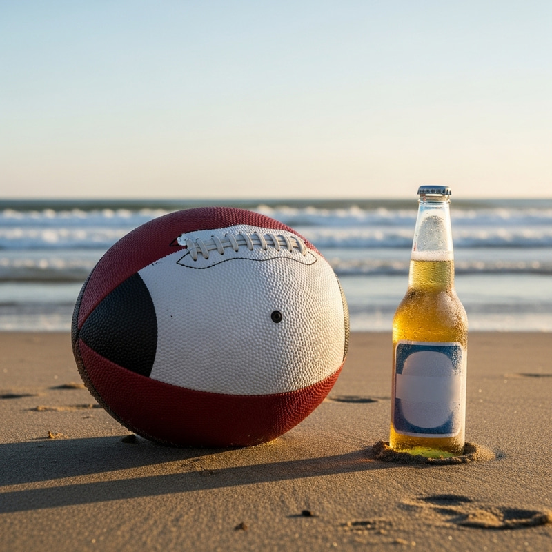 Beach Soccer Ball & Cold Beer – Relax by the Sea