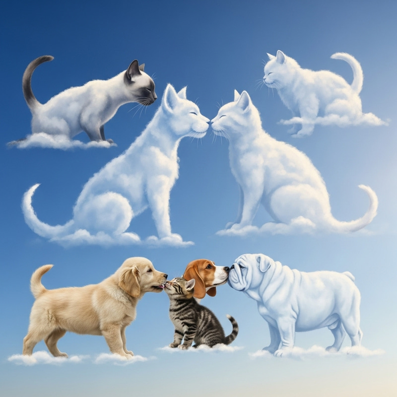 Beautiful Blue Sky with Cat Clouds Kissing Dogs Beautiful Blue Sky with Cat Clouds Kissing Dogs