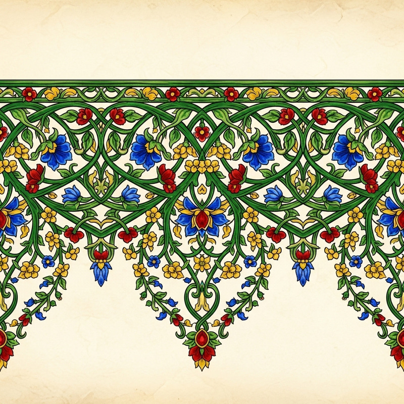 Ornate Floral Border Design: Intricate Vines & Flowers