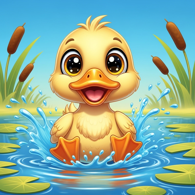 Adorable Cartoon Duck Character - Playful & Cheerful Adorable Cartoon Duck Character - Playful & Cheerful