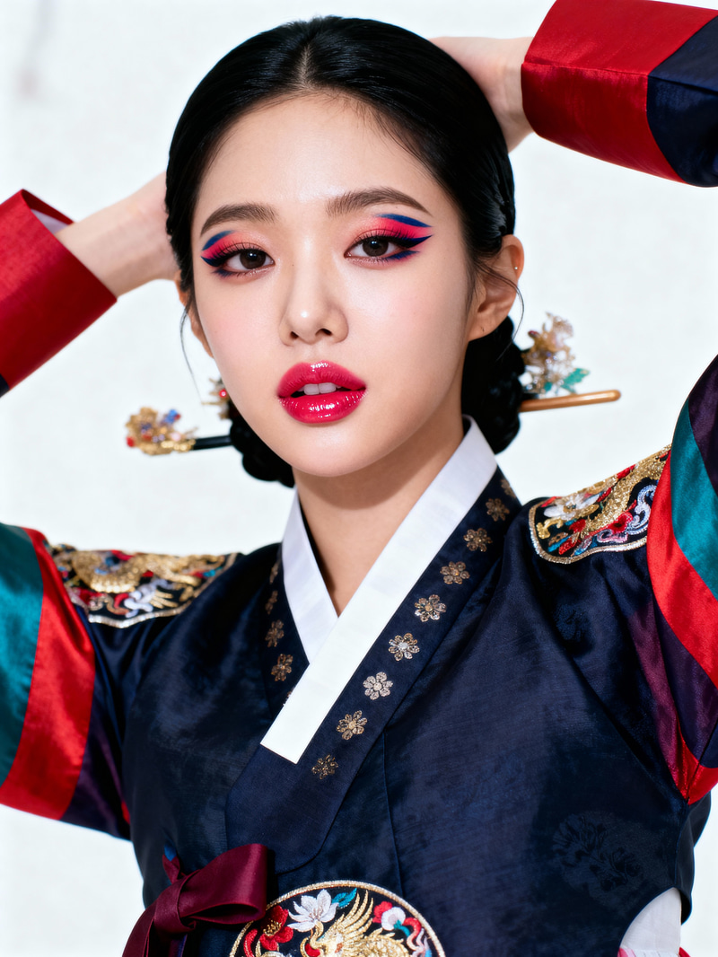 Korean K-Pop Idol Fashion - Stunning Black Hair Model Korean K-Pop Idol Fashion - Stunning Black Hair Model