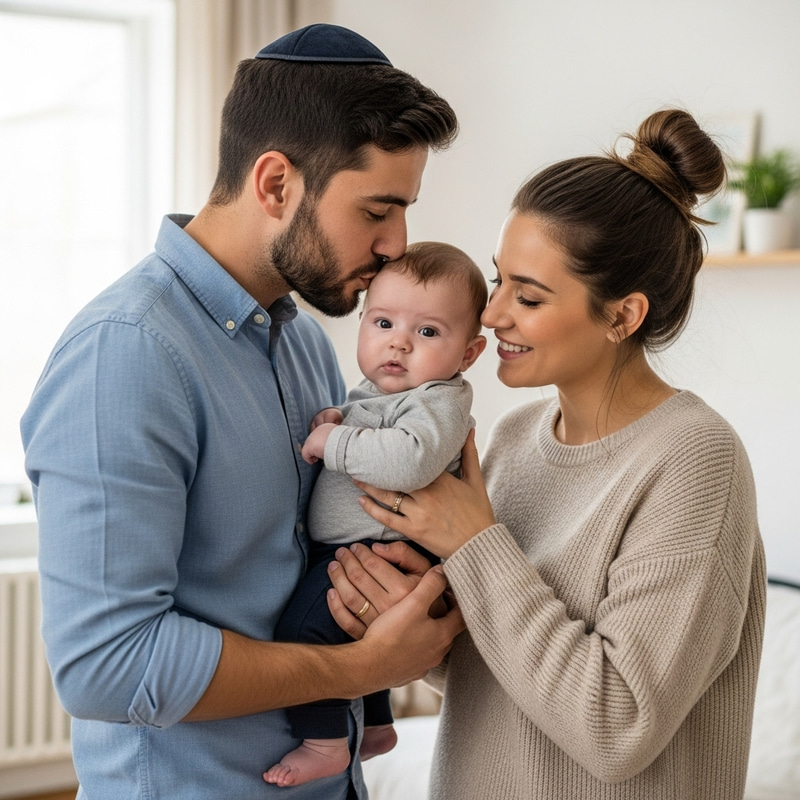 Young Jewish Couple with Baby | Happy Family Portrait Young Jewish Couple with Baby | Happy Family Portrait