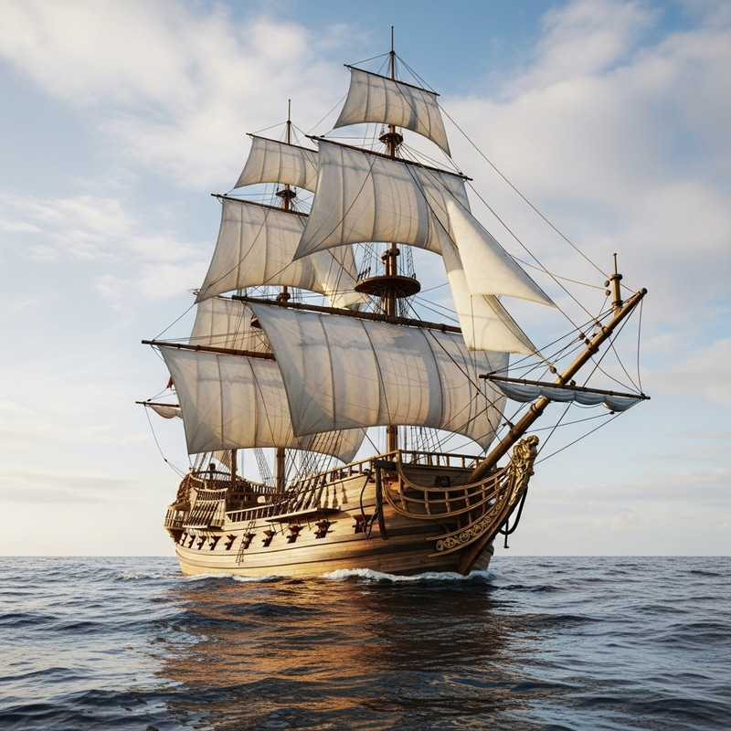 18th Century Spanish Galleon Sailing the Ocean 18th Century Spanish Galleon Sailing the Ocean