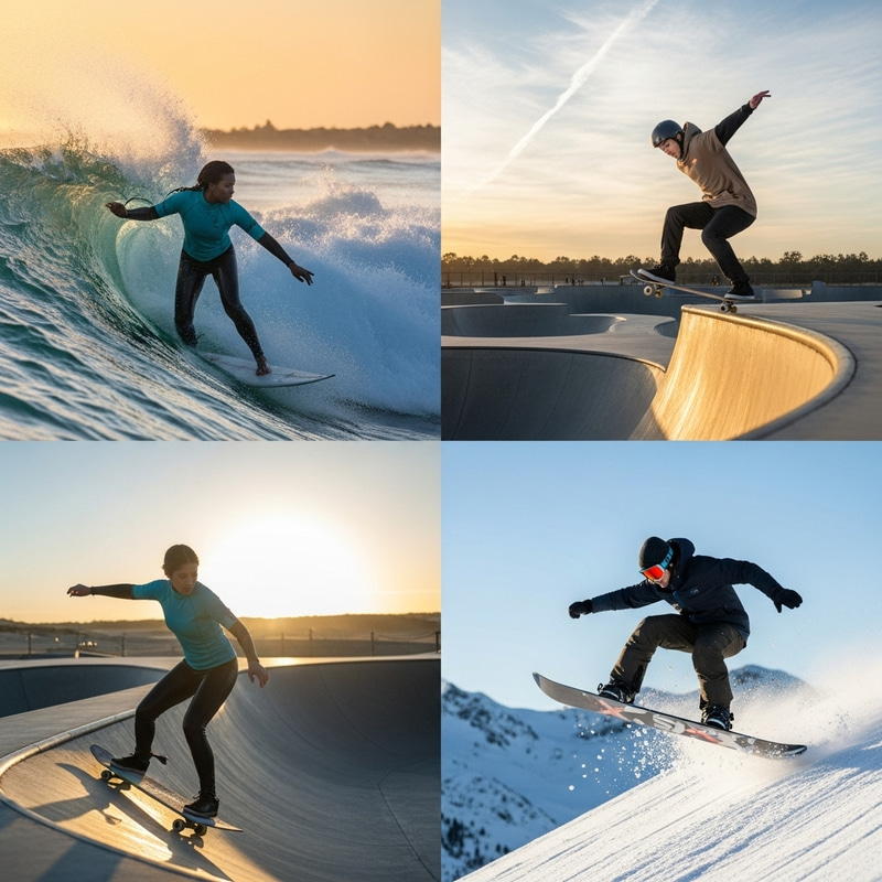 Dynamic Boardriders: Surfing, Skateboarding & Snowboarding