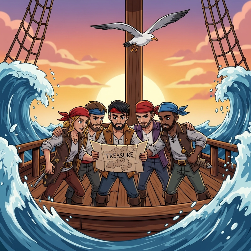 Adventure of 4 Friends: Treasure Hunt Cartoon Thumbnail