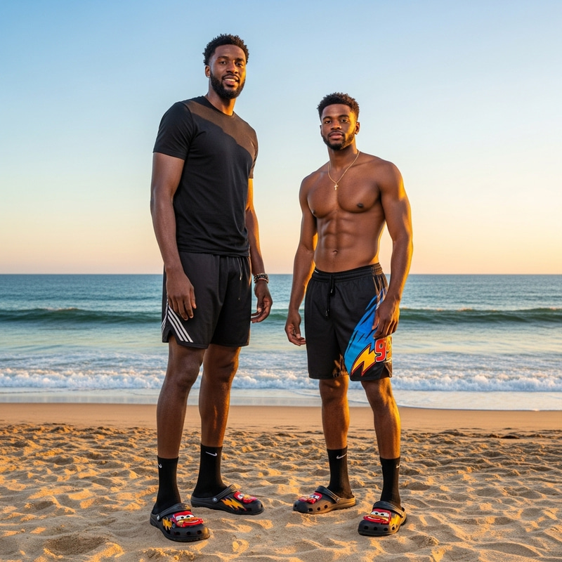Michael Jordan in Lightning McQueen Crocs at Mazatlan Beach