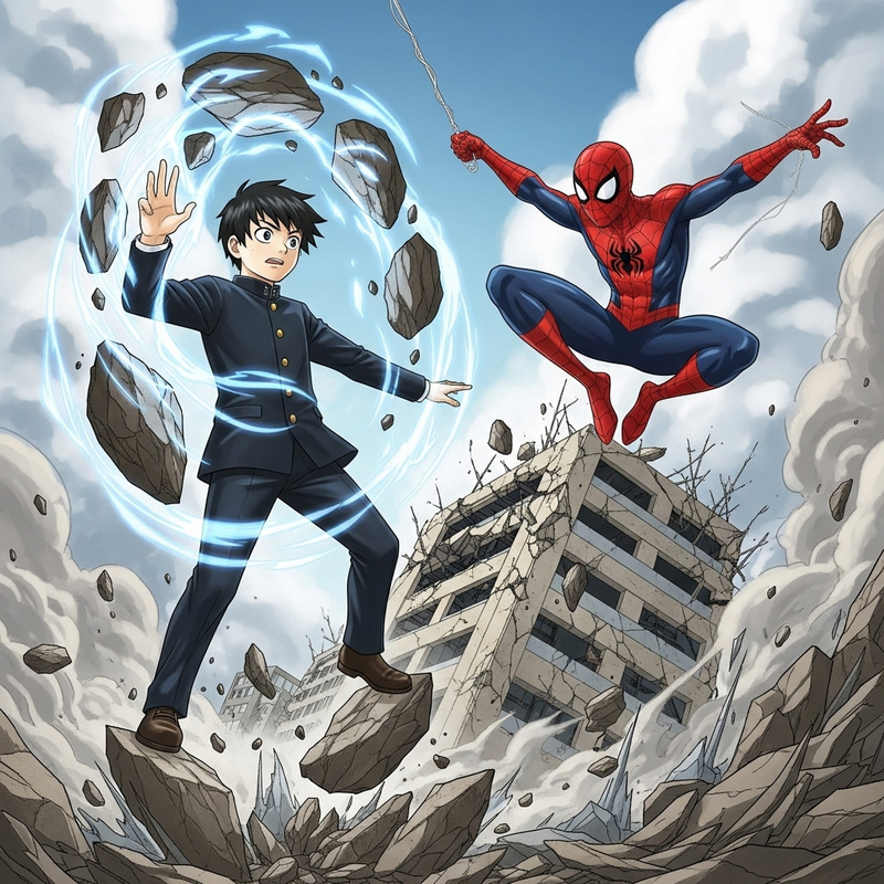 Psychic Boy vs Spiderman: Epic Building Showdown Psychic Boy vs Spiderman: Epic Building Showdown