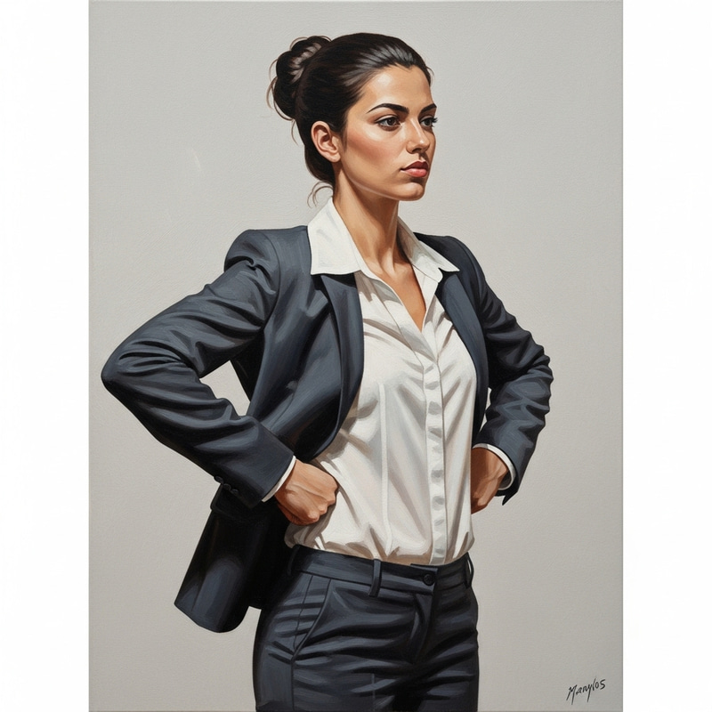 Greek Young Woman in Professional Attire | Vibrant Portrait